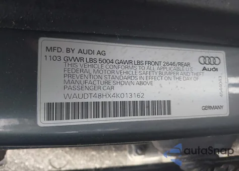 2004 Audi A4 3.0 from USA, damaged, VIN WAUDT48HX4K013162